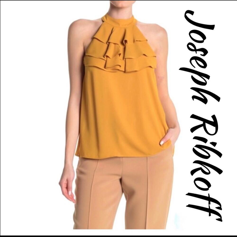 Elegant Joseph Ribkoff Plus Ruffle Bib Woven Top